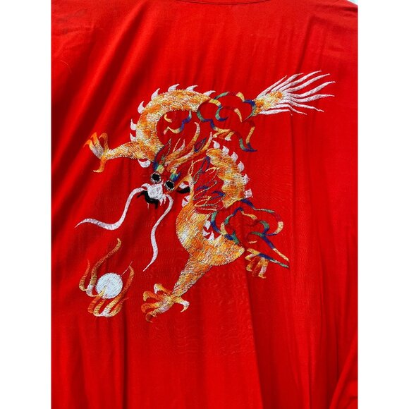Vintage 70s Amigo Kimono Robe One Size Embroidered Dragon Lightweight Polyester - Picture 4 of 8
